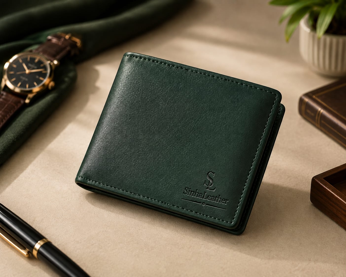 Forest Green Bifold Wallet view 1