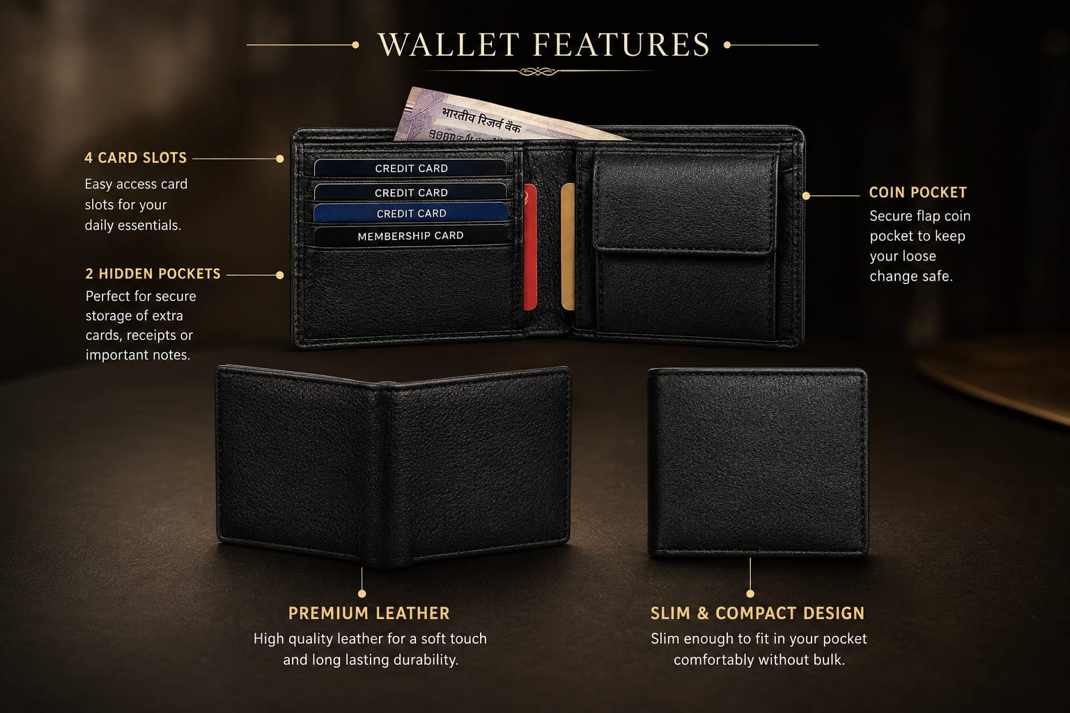 Classic Black Coin Wallet view 1