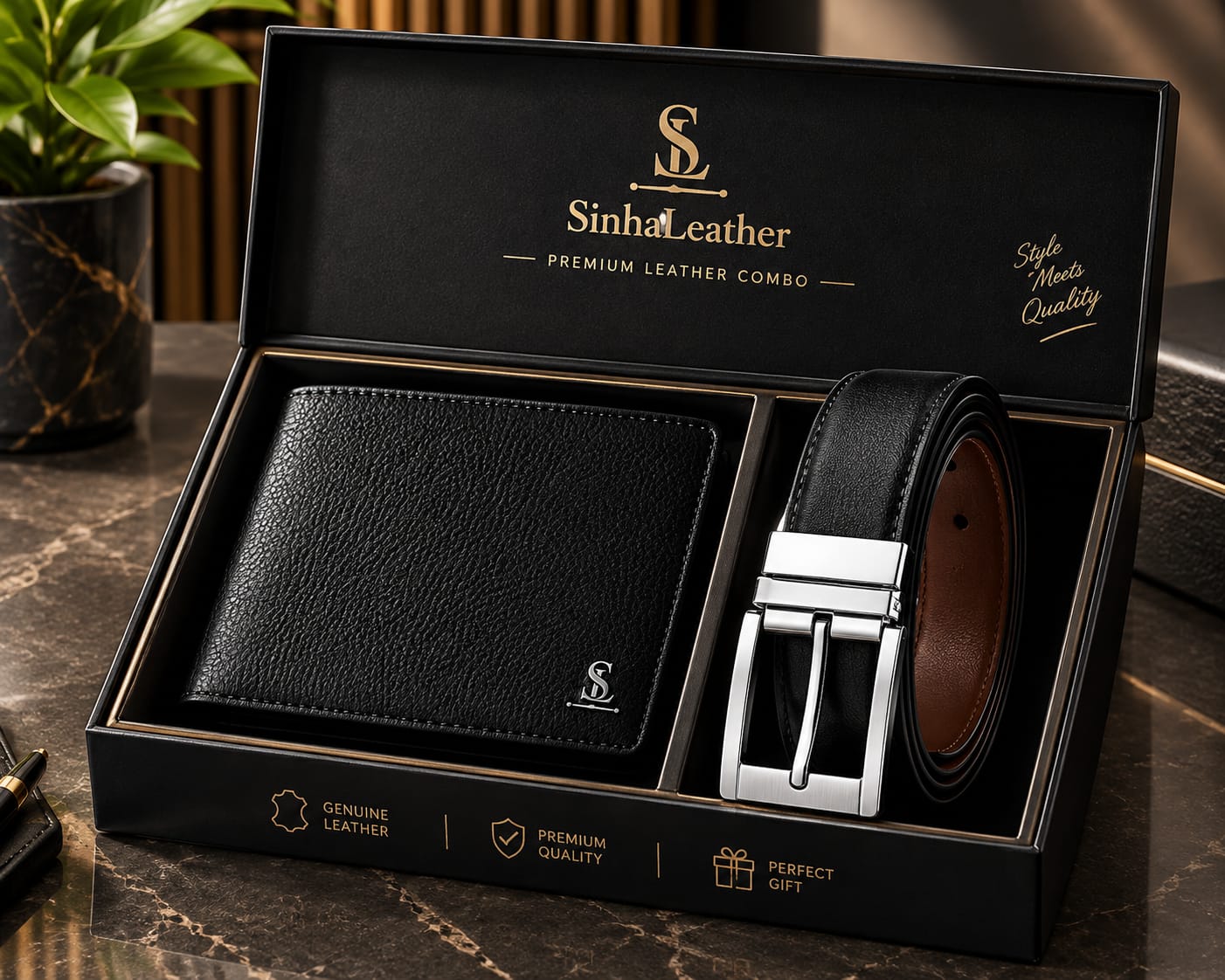 Classic belt and wallet gift set view 1