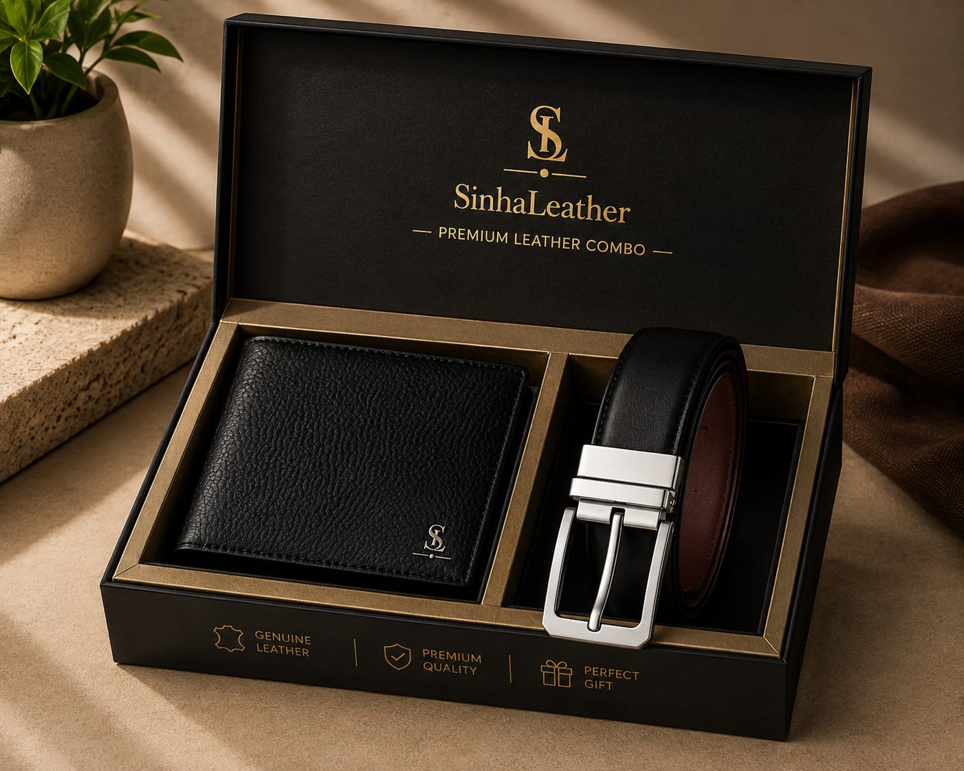 Classic belt and wallet gift set view 2