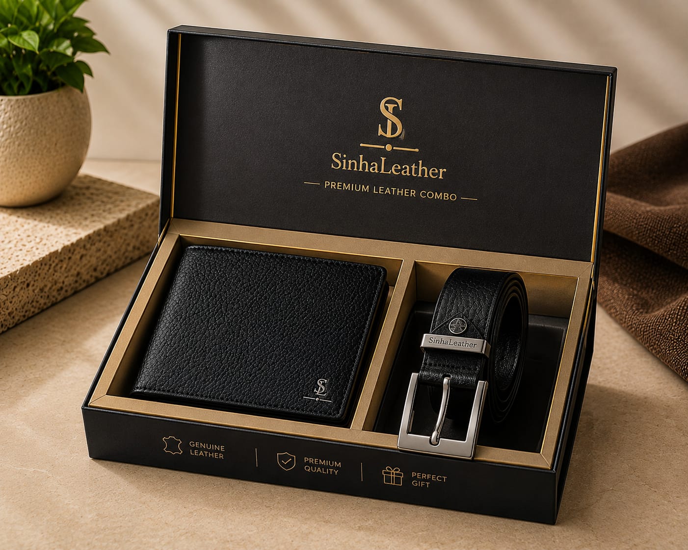 Classic belt and wallet gift set view 3