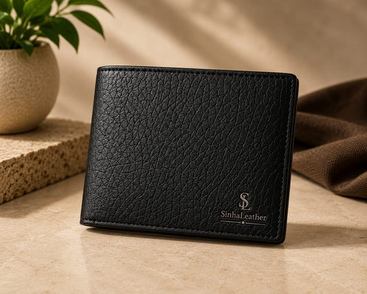 Black Grain Bifold Wallet view 1