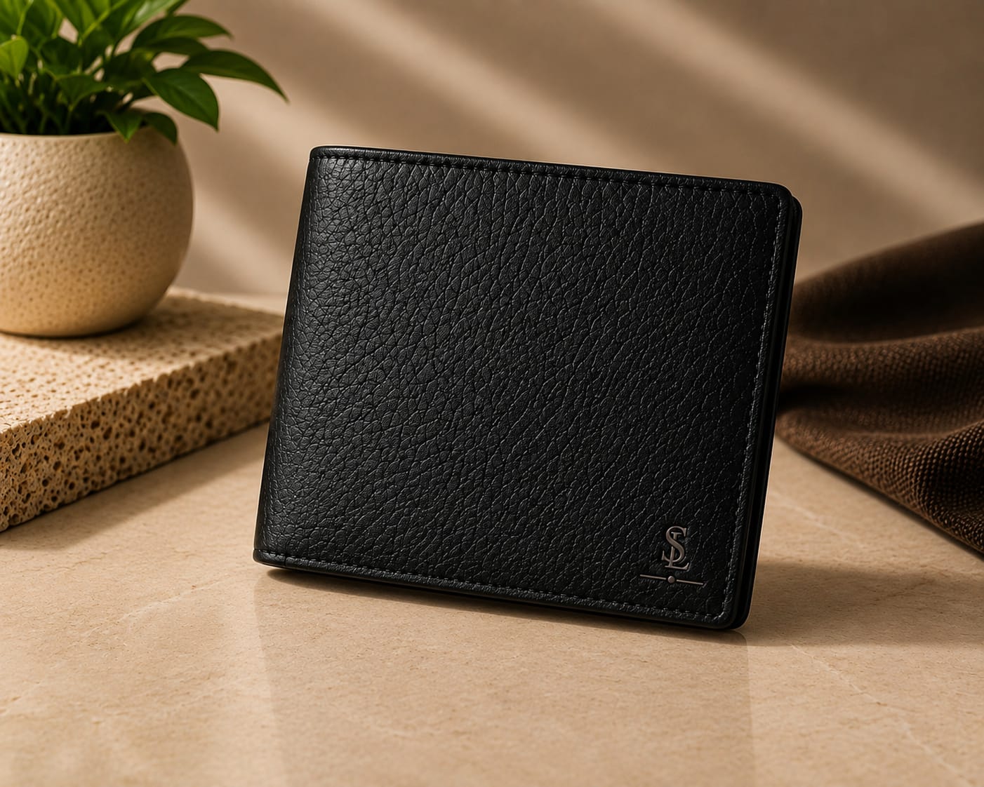 Black Minimal Bifold Wallet view 1