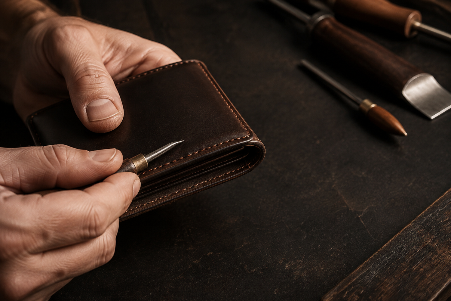 Leather wallet craftsmanship