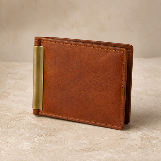 Cognac Money Clip Wallet view 1